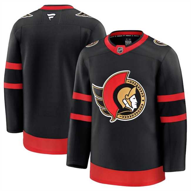 Mens Ottawa Senators Custom Black 2024-25 Home Stitched Hockey Jersey